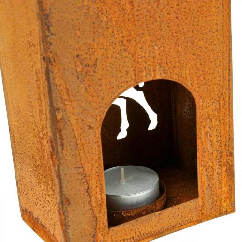 Floristik24 Teelichthalter Weihnachten Edelrost Hirsch Kerze 35x11cm