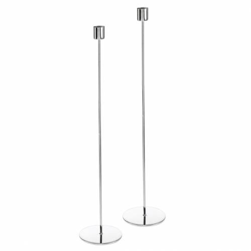 Floristik24 Metall-Kerzenständer-Set für Stabkerzen Silbern Ø2,2cm H31cm 2St