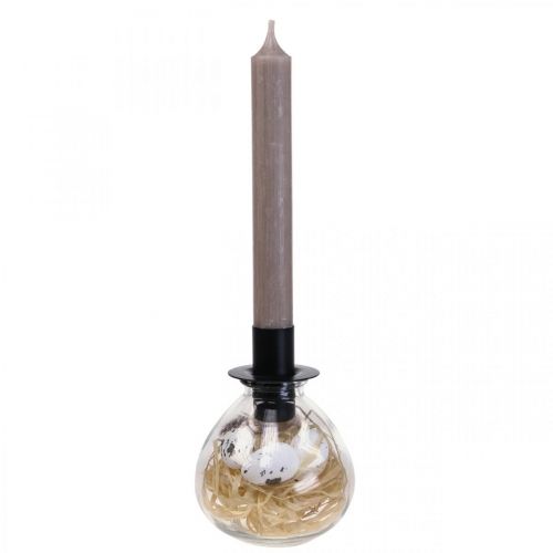 Floristik24 Kerzenständer Schwarz Kerzenhalter Glas Osterdeko H11cm