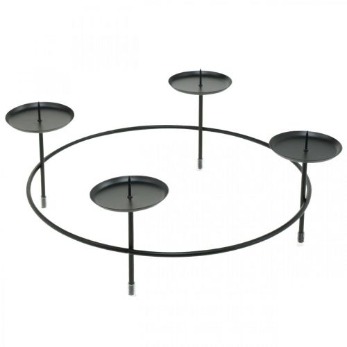 Floristik24 Kerzenständer für 4 Kerzen Schwarz Metall Kerzenhalter Ø28,5cm 2St