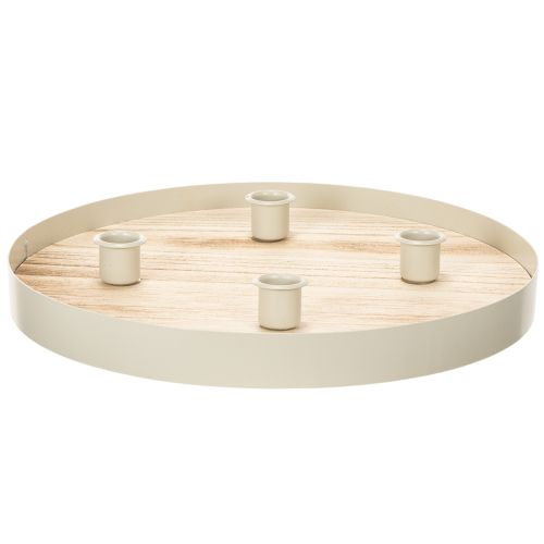Rundes Kerzentablett aus Holz für vier Stabkerzen, 30 cm