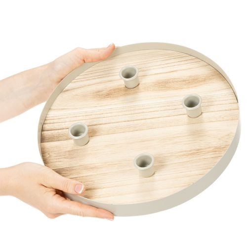 Rundes Kerzentablett aus Holz für vier Stabkerzen, 30 cm | Floristik24.at