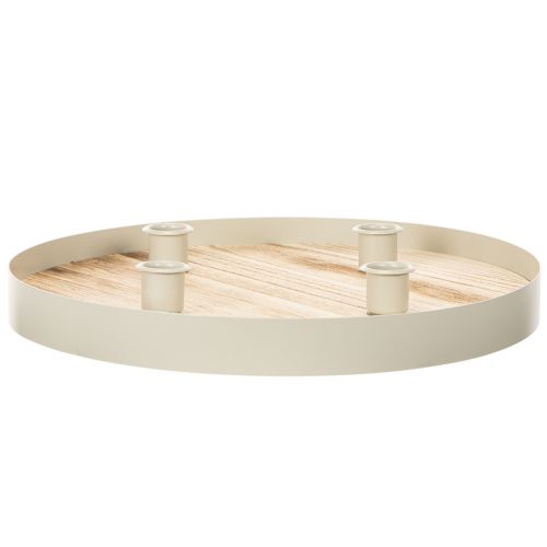 Rundes Kerzentablett aus Holz für vier Stabkerzen, 30 cm | Floristik24.at