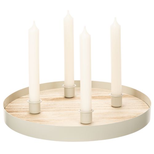 Rundes Kerzentablett aus Holz für vier Stabkerzen, 30 cm | Floristik24.at