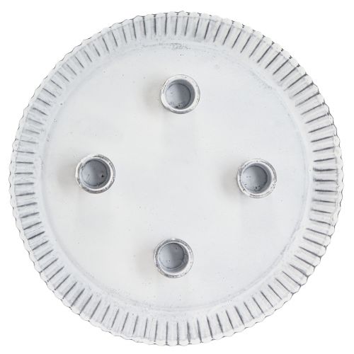 Artikel Kerzenteller Kuchenform mit 4 Kerzenhaltern Weiß Ø25cm