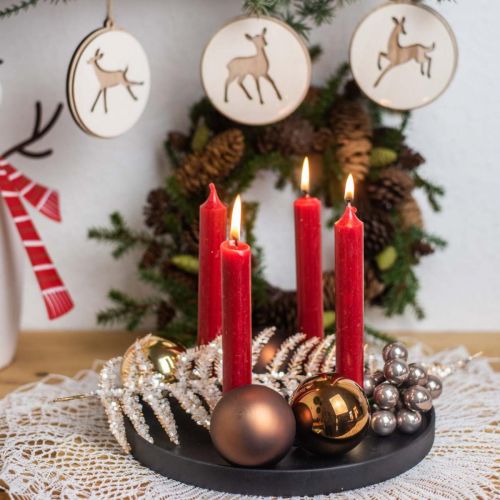 Floristik24 Kerzenteller Metall Adventskranz Schwarz, Gold Ø24cm