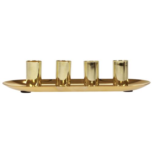 Artikel Kerzenteller Metall Stabkerzenhalter Gold 23x9x4,5cm