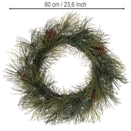 Künstlicher Kiefernzweig-Kranz mit Zapfen 60 cm Grün | Floristik24.at