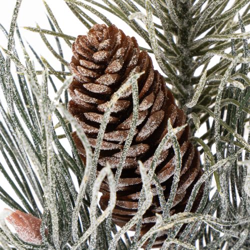 Künstlicher Kiefernzweig mit Zapfen und Schneeeffekt 40cm Grün-Braun | Floristik24.at
