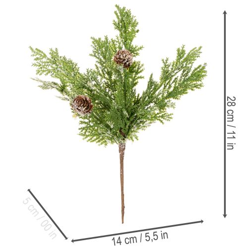 Künstlicher Kiefernzweig mit Zapfen beschneit 28cm 6er-Set | Floristik24.at