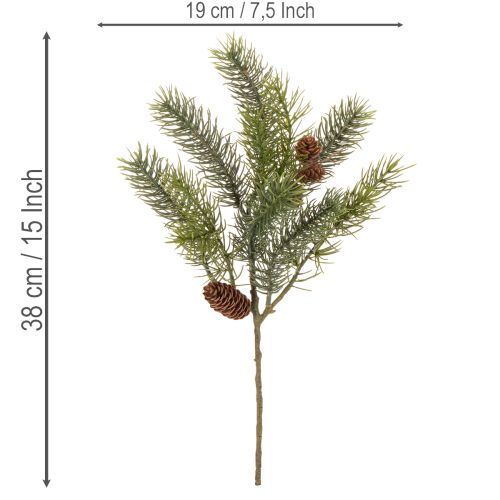 Künstlicher Weihnachtszweig mit Tannenzapfen 38cm Grün | Floristik24.at