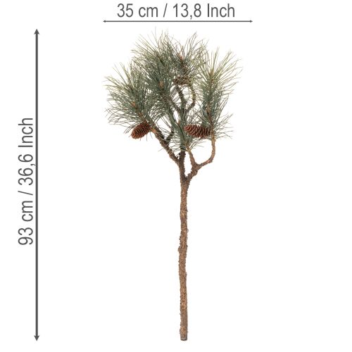 Künstlicher Kiefernzweig mit Zapfen, 93 cm, Grün-Braun, Kunststoff | Floristik24.at
