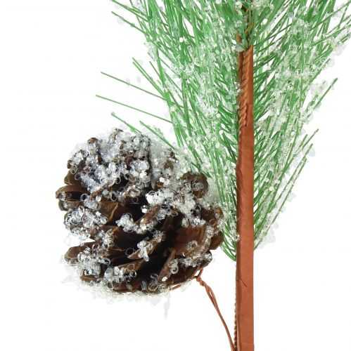 Artikel Künstlicher Kiefernzweig Grün Glitter mit Zapfen L55cm