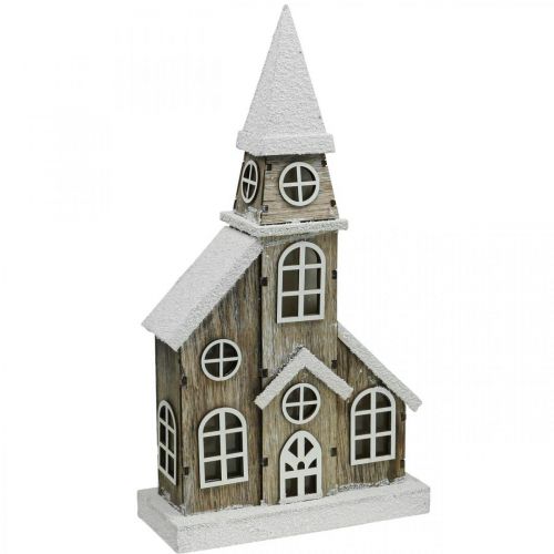 Lichthaus Kirche aus Holz Weihnachtskirche Holzkirche H45cm