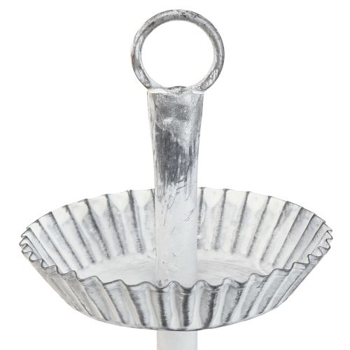 Floristik24 Etagere Shabby Chic Metall Weiß 2-stöckig Ø16,5cm