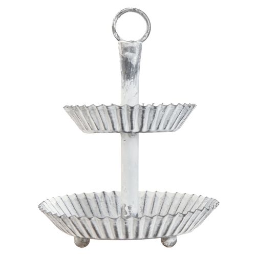 Floristik24 Etagere Shabby Chic Metall Weiß 2-stöckig Ø16,5cm