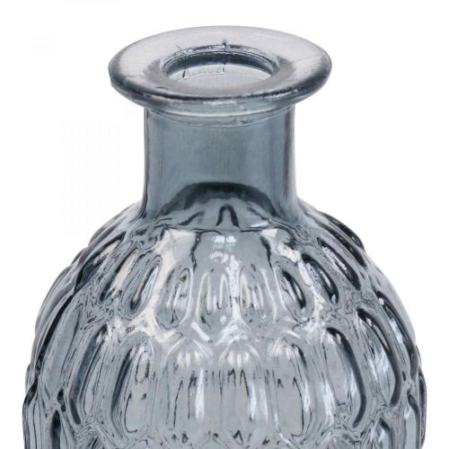 Artikel Kleine Glasvase Vase Wabenoptik Glas Blaugrau H20cm 6St