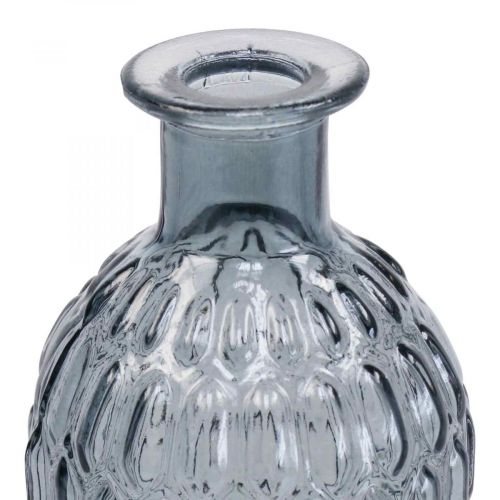 Floristik24 Kleine Glasvase Vase Wabenoptik Glas Blaugrau H20cm 6St