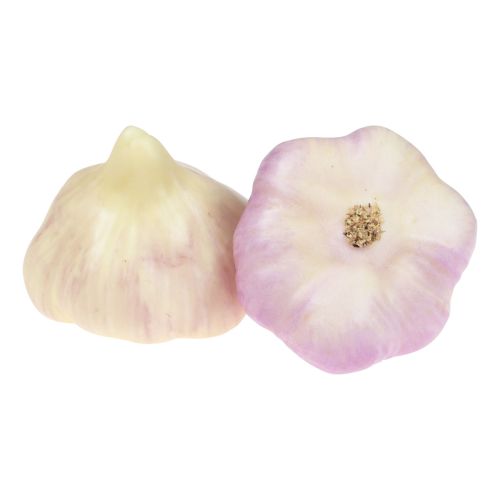 Floristik24 Künstliches Gemüse Deko Knoblauch Rosa, Weiß Ø6,5cm 2St