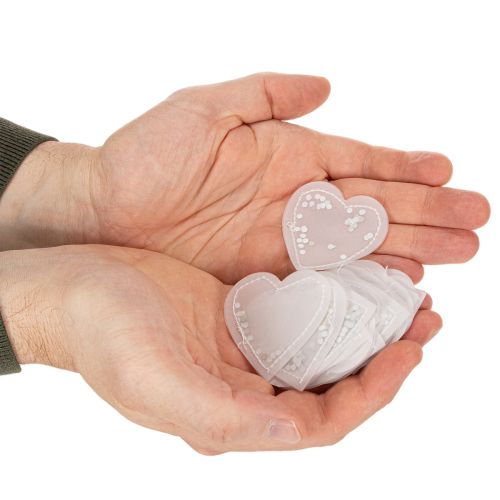 Konfettiherzen aus Papier 5cm Weiß Silber 24 Stück | Floristik24.at