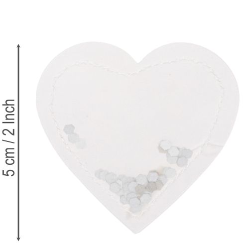 Konfettiherzen aus Papier 5cm Weiß Silber 24 Stück | Floristik24.at