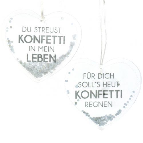 Floristik24 Geschenkanhänger Konfettiherz 9cm 6St