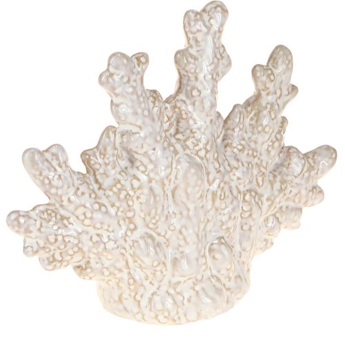 Korallen Deko Keramik Maritime Tischdeko Beige H14,5cm