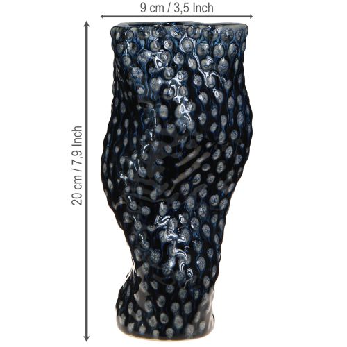 Artikel Korallen Deko Vase Keramik Blau Beige Geschwungen H20cm