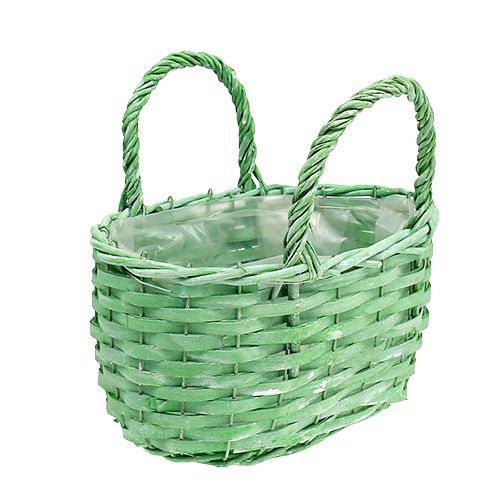 Floristik24 Korb zum Bepflanzen oval Grün 25cm x 17cm H14,5cm