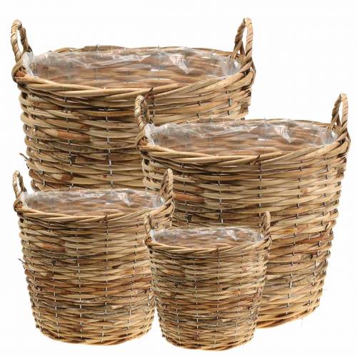 Floristik24 Weidenkorb mit Griffen Braun Ø48/43/37/33cm 4er-Set Pflanzgefäß Deko