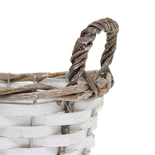 Floristik24 Korb mit Griffen oval Natur, Weiß 20 x 14cm