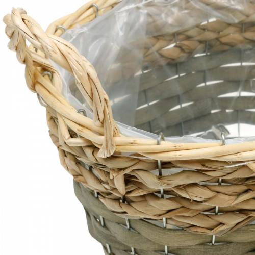 Artikel Korb geflochten oval Pflanzkorb Natur, Grau 29/24cm 2er-Set