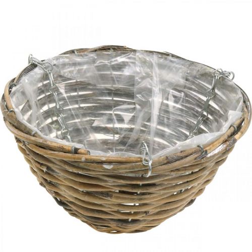 Floristik24 Schale zum Hängen, Korbgefäß zum Bepflanzen Natur, Weiß gewaschen H13cm Ø25cm