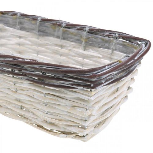 Floristik24 Deko Korb Weiß, Braun Pflanzkübel zweifarbig 32×13,5×9,5cm