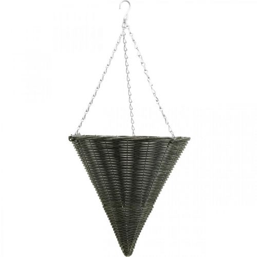 Floristik24 Korbampel Spitztüte Grau Ø35cm H37cm