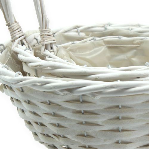 Floristik24 Korbsatz x 3 mit Henkel rund Weiß Ø18, 23, 29cm