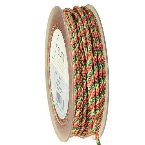 Kordel Rot Grün Gold Zierkordel dreifarbig Kordelband 3mm 25m