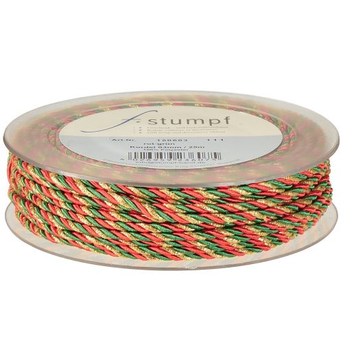 Artikel Kordel Rot Grün Gold Zierkordel dreifarbig Kordelband 3mm 25m