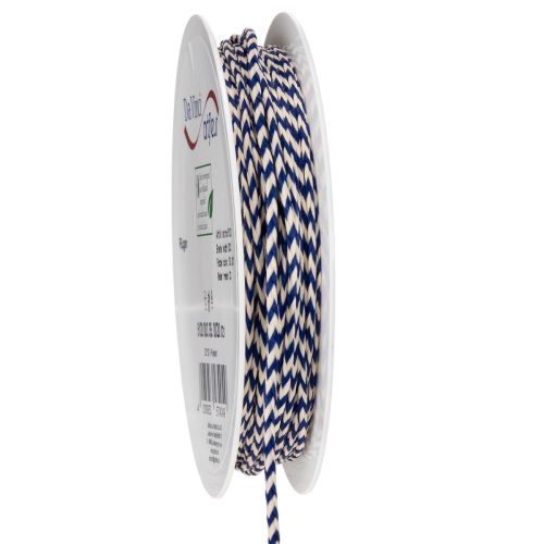 Geschenkband Kordel aus Polyester gestreift 3 mm Weiß-Blau 20 m für Dekoration und Bastelarbeiten