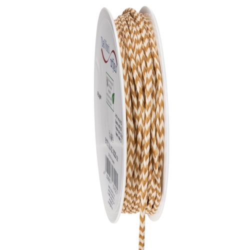 Geschenkband Kordel zweifarbig 3mm 20m Hellbraun und Creme