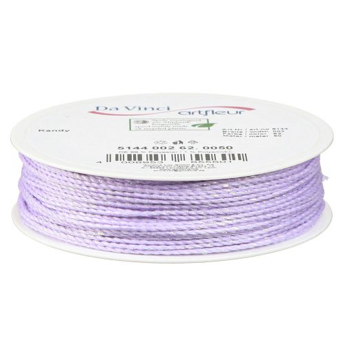 Artikel Kordel mit Glimmer Lila Dekokordel irisierend 15mm 50m