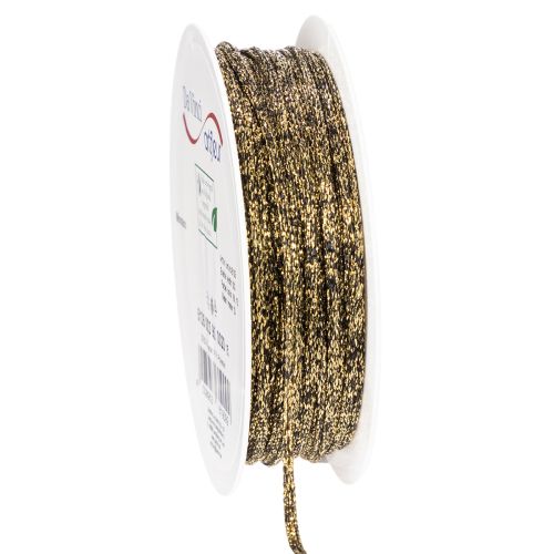 Kordel aus Polyester 3mm x 20m in Schwarz und Gold für Geschenkverpackung und Deko