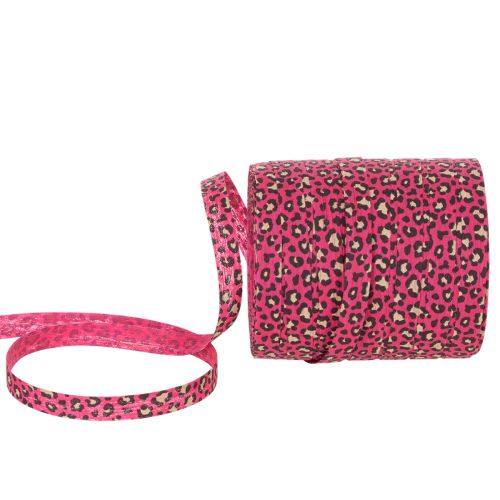 Dekoband Kräuselband Leopardenmuster Pink 10mm 100m Baumwolle