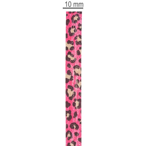 Dekoband Kräuselband Leopardenmuster Pink 10mm 100m Baumwolle | Floristik24.at