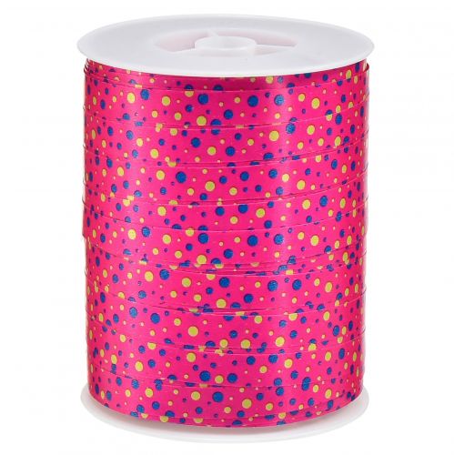 Kräuselband Geschenkband Pink mit Punkten 10mm 250m