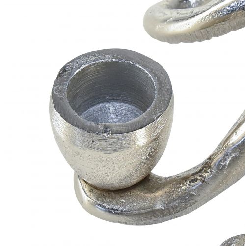 Floristik24 Maritime Deko Kerzenhalter Krake Metall Silbern Ø14cm H9cm