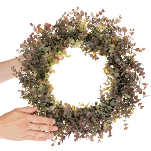 Künstlicher Eukalyptuskranz rund 45 cm Grün-Braun für Herbstdekoration | Floristik24.at