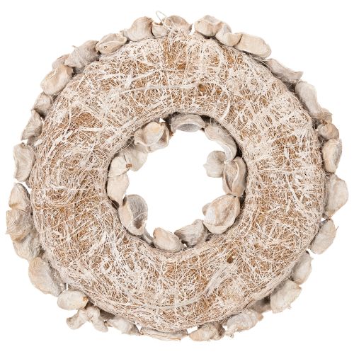Trockenblumenkranz Landlotus 35cm geweißte Blüten | Floristik24.at