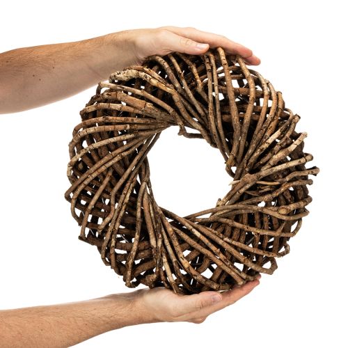 Runder Kranz aus Naturzweigen und Rattan, 35 cm, Braun | Floristik24.at