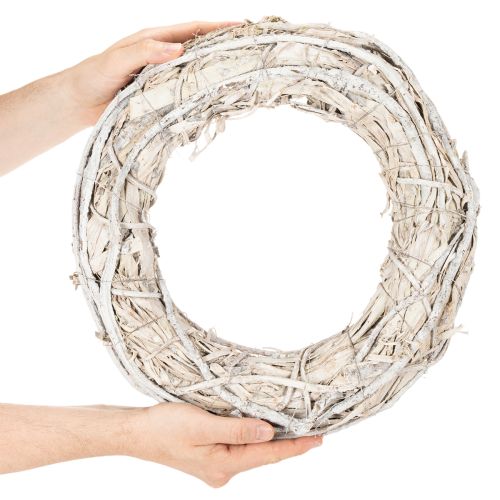Türkranz aus Holzzweigen 40 cm geweißte Oberfläche | Floristik24.at